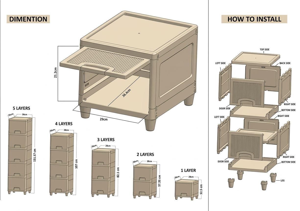 Plastic Wardrobe - 5 tier